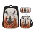 thumbnail image 1 of Easygdp Polka Dot Rhino Welcome Mochila para Niños y Niñas con Set de Caja de Almuerzo y Estuche para Lápices 3 en 1, Mochila Escolar Estampada para Adolescentes, 1 of 7