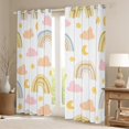thumbnail image 2 of Rainbow 30%-50% Blackout Curtains Cartoon Rainbow Curtains & Drapes Hand Drawn Iridescent Print Curtains Colorful Clouds Moon Stars Window Treatments 38Wx45L, 2 of 5