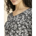 thumbnail image 2 of MoomayaWomens PrintedV-Neck Viscose Top,Puff Sleeves, Lightweight, Chic Summer Blouse Top, 2 of 8