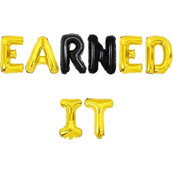 1 Set Nurse Graduation Party Decorations Earned It Balloon Banner Gold Black RN Graduation Party Nursing School Graduate