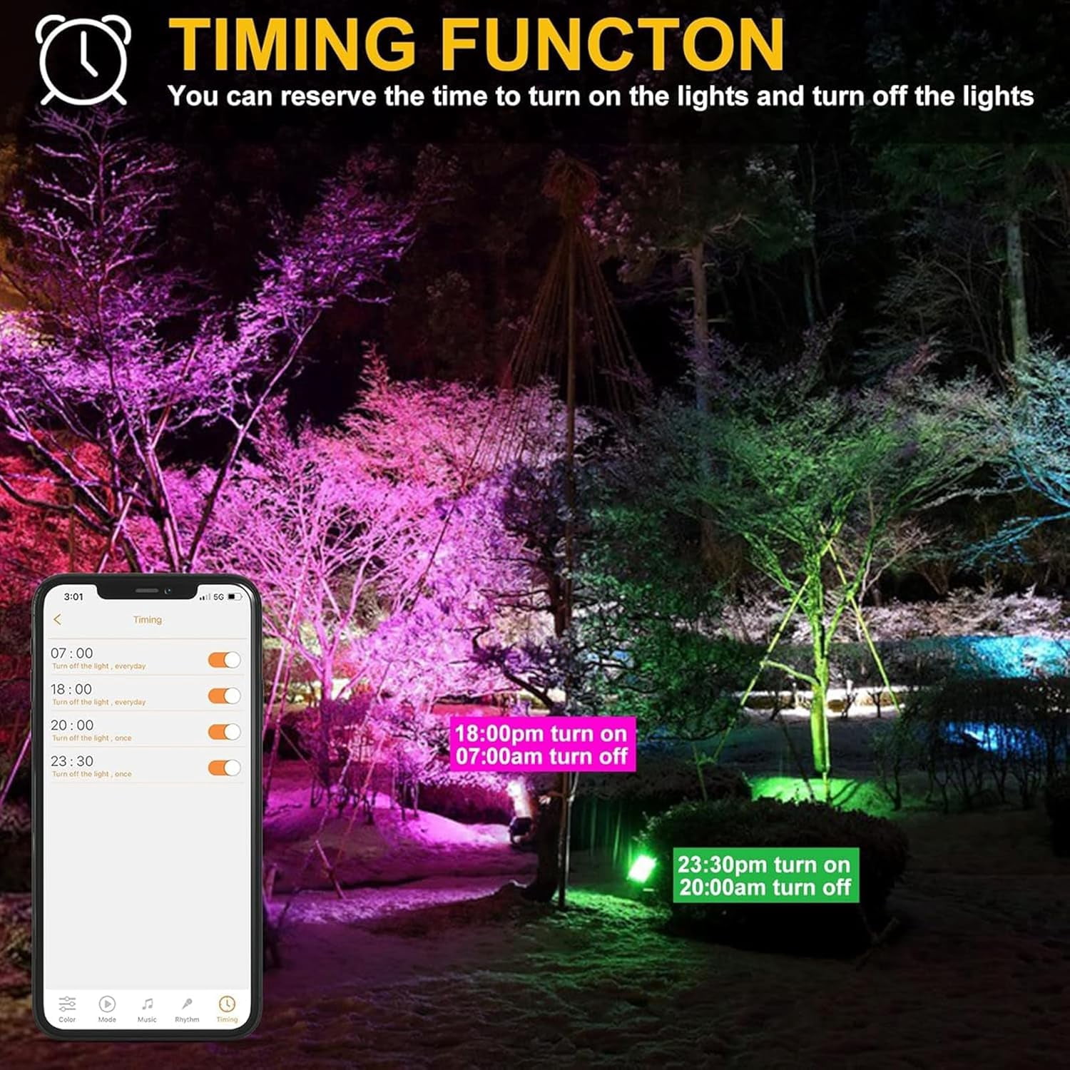 RGB Flood Light Outdoor Indoor LED 50W Equivalent to 500 Watts, 5700K Daylight White Floodlights, Color Changing Stage Landscape Lighting with Remote, Waterproof IP66-2 Pack