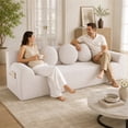 thumbnail image 2 of SESSLIFE Corduroy Boneless Couch, 71" 3 Seater Comfy Cloud Couch with 3 Pillows & Side Pockets, Floor Sofa for Living Room, No Assembly, White, 2 of 8