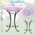 thumbnail image 5 of Outdoor Bird Bath, Pink Blue Flower Bird Bath with Metal Stand, Attract Birds, Suitable for Patio Garden Decoration, Outdoor Decoration, 5 of 8