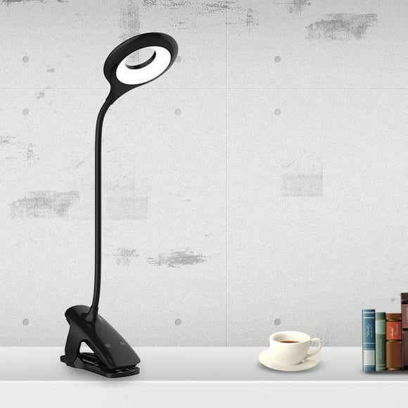 Lámpara de escritorio LED inalámbrica recargable, lámpara de lectura para libros con 16 LED, 3 colores y 3 niveles de intensidad, lámpara de cama con pinza, lámpara de noche táctil para niños, color n