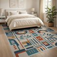 thumbnail image 3 of ODIKA 8'x10' Blue Terracotta Modern Geometric Patchwork Washable Area Rug Contemporary Abstract Mosaic Pattern Durable, Non-Slip for Living Room, Under Sectional, Family, 3 of 7
