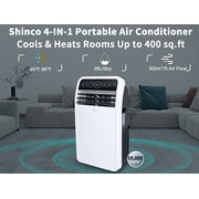 Shinco 10,000 BTU Portable Air Conditioner with Heater up to 400 Sq. Ft, Ac Heater Combo Window Unit, Portable AC Unit with Dehumidifier & Fan, Cools & Heats,Remote Control and Window Kit