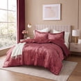 thumbnail image 2 of Regency Heights Luxury Velvet Comforter Set, 3-Piece Bedding, All-Season Down Alternative Bed Set with Pillow Shams, Full/Queen, Ruby Wine, 2 of 8