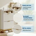 thumbnail image 4 of Modern Shoe Cabinet with 2 Flip Drawers & Open Storage Shelf,Shoes Rack with Adjustable Levels,Gold Metal Handles&Fluted Panel for Entryways, 4 of 7