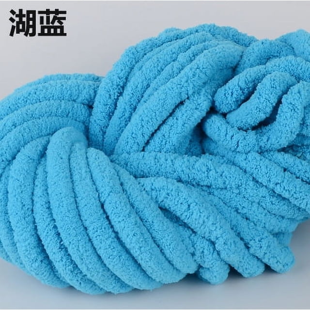 Granjero Gordo Hilo de chenilla grueso de 500 g, súper suave y cálido, para manta de chenilla, para tejer a mano, color azul B