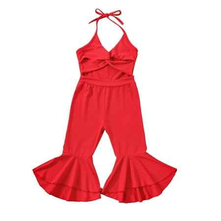 

Larisalt Jumpsuits For Baby Girls Kids Baby Girl Romper Long Sleeve Jumpsuit Cotton Outfit Footless Coverall Red