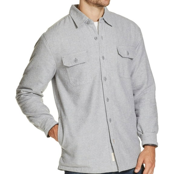 Weatherproof Mens Fleece Shirt Jacket, Grey, Medium
