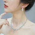 thumbnail image 4 of 4Pcs Luxury Silver Plated CZ Wedding Necklace Earrings Ring Bracelet Jewelry Set, 4 of 9