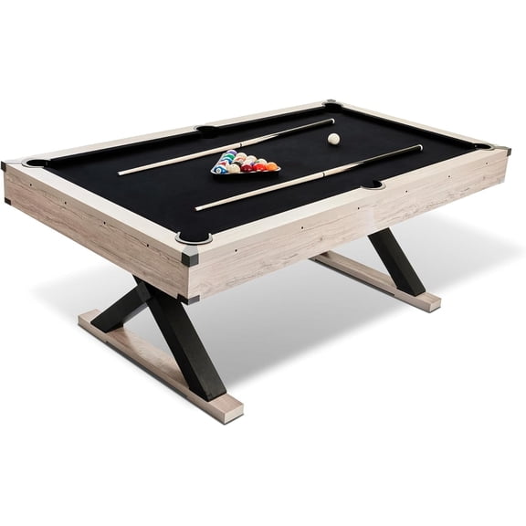 Accreate Premium 7 FT Pool Table with Unique X-Leg Design and Full Accessory Set, Black