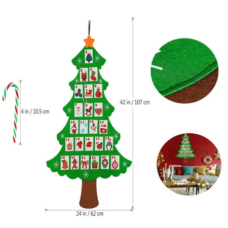 NICEXMAS Hanging Felt Christmas Tree Calendar Countdown to Christmas