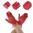 thumbnail image 2 of Unique Bargains 1 Pair Sunblock Mittens Fashion Mesh Bow Sun Block Driving Gloves for Women Red, 2 of 5