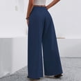 thumbnail image 4 of KLHDSF Flowy Pants for Women Casual High Waisted Wide Leg Palazzo Pants Trousers with Pocket Plus Size Dark Blue S, 4 of 5