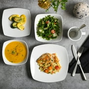 Gibson Home Everyday Square White Stoneware Dinnerware Set, 40-Piece