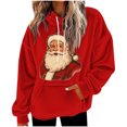 thumbnail image 6 of Atogsazn Womens Christmas Hoodies Santa Flannel Fleece Long Sleeve Hooded Sweatshirt Pullover Winter Fuzzy Clothes Tops 01-Red S Fashion, 6 of 7
