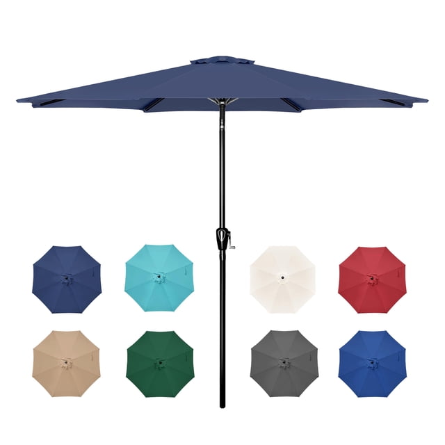 Sombrilla de patio HealSmart de 9 pies con botón de inclinación y manivela oscura