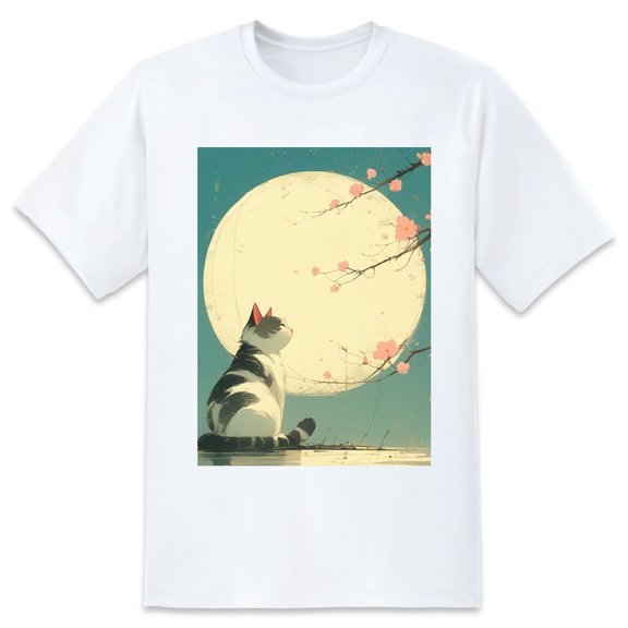 Basic Oversize Tees For WomenCat Loose Boyfriend Shirts Casual Blouse round neck