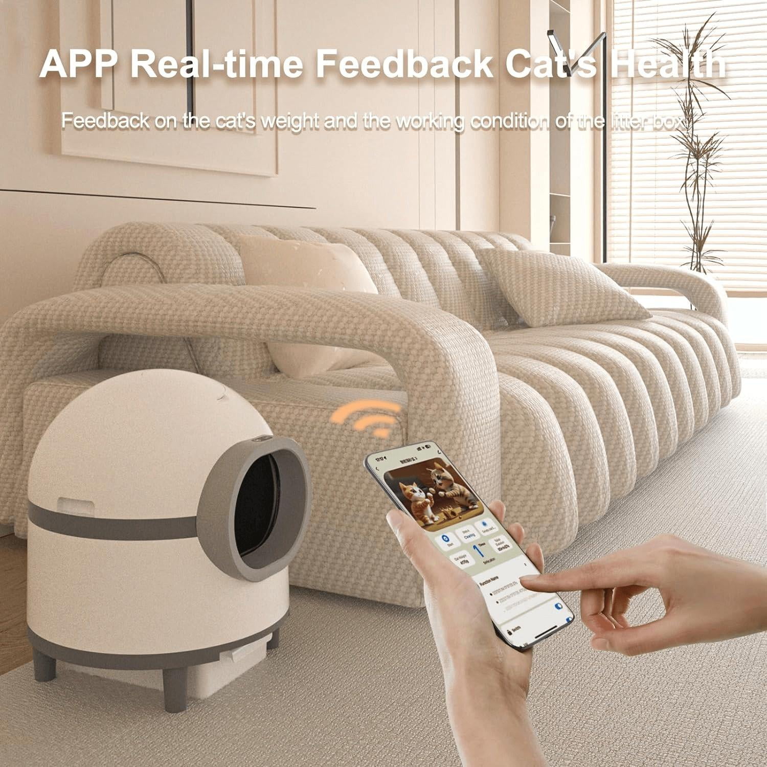 Glavbiku Self Cleaning Cat Litter Box,Cat House Smart App Control,Odor Removal,Low Noise,White