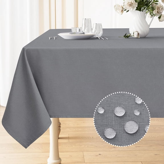 Square Table Cloth Linen Textured, Waterproof Spillproof Anti-Wrinkle Burlap Tablecloth, Washable Decorative Fabric Table Cover for Dining, Party, Banquet, 60 x 60 Inch, Grey