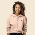 thumbnail image 3 of Dalix Pixel Heart Embroidered Fleece Cropped Hoodie Cold Fall Winter Women in Peach XL X-Large, 3 of 5
