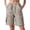 Khaki, variant on Gtoiithly Plus-Size Women's Summer Trousers, Simple & Loose-Fit Cotton-Linen Casual High-Waisted Shorts, Mid-Length (5-Point) Cargo Style with Pockets Khaki XL