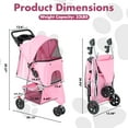 thumbnail image 3 of JIOABL 3 Wheels Pet Stroller with Storage Basket, Lightweight Foldable Dog and Cat Stroller with Cup Holder and Breathable Mesh for Small Pets, Pink, 3 of 9