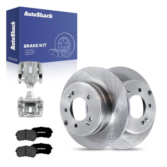 AutoShack Rear Solid Brake Rotors   Premium Ceramic Pads   Calipers 8-PC Brake Kit Replacement for 2015 Hyundai Sonata 11.18" (284 mm)