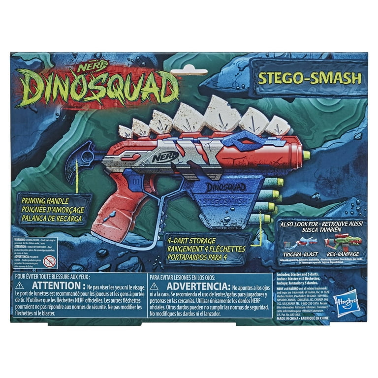  Nerf DinoSquad Stego-Smash Dart Blaster, 5 Nerf Elite Darts,  Kids Outdoor Toys, Dinosaur Toys for 8 Year Old Boys and Girls and Up,  Stegosaurus Dinosaur Design : Toys & Games