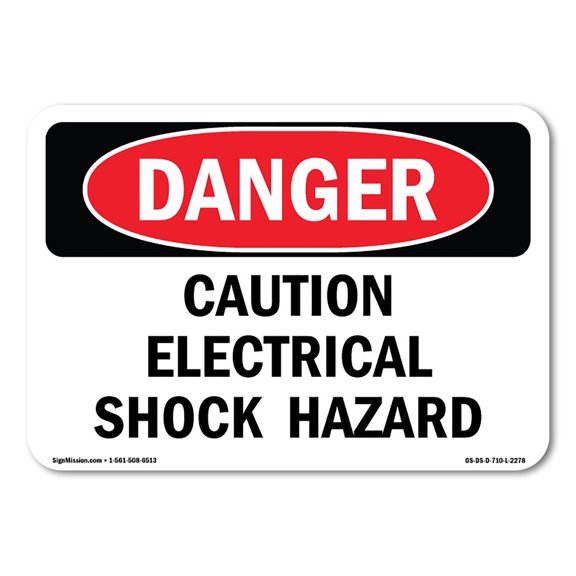 OSHA Danger Sign - Caution Electrical Shock Hazard |  Aluminum Sign | Protect Your Business, Construction Site, Warehouse & Shop Area |  Made in The USA