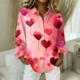 thumbnail image 2 of Dwralegc Valentine Shirts Women Collared Long Sleeve Blouses Dressy Lightweight Love Print Tops Plus Size Loose Valentine Shirt Red M, 2 of 5