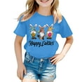 thumbnail image 4 of MUXiin Toddler Girls Easter Shirt Rabbit Print Short Sleeve T-Shirt Comfy Easter's Day Tee Shirt Children's Shirts Easter Gifts for Kids(Sky Blue,4-5 Years), 4 of 5