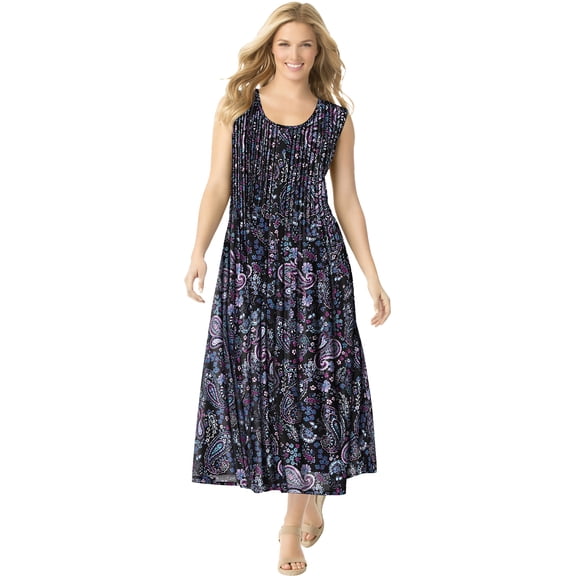 Woman Within Plus Size Pintucked Sleeveless Dress