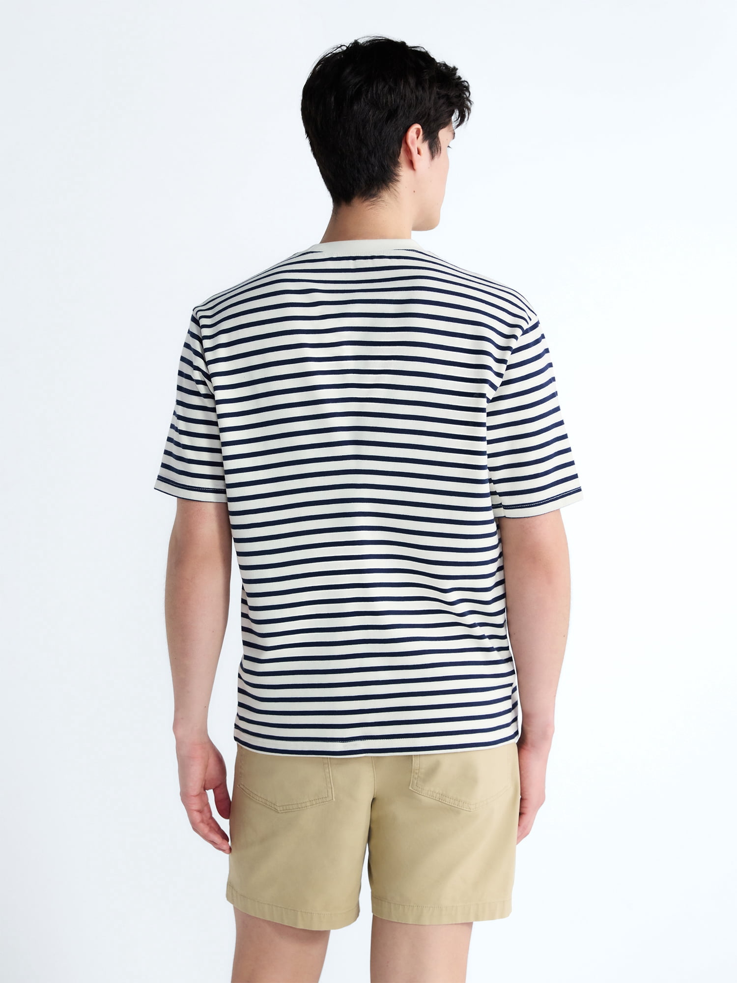 Free Assembly Striped Relaxed Heavyweight Tee with Short Sleeves, Sizes XS-3XL