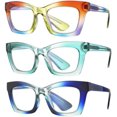 thumbnail image 1 of GFDYREE 3 pack Oprah style Spring hinge Readers Blue Light Blocking Computer Square Reading Glasses for Women Men, 1 of 6