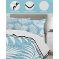 thumbnail image 4 of Quilts Twin Size Bedding Set, Teal Blue Palm Leaf Lightweight Quilted Comforter, Summer Coastal Botanical Tropical Soft Reversible Bedspread Coverlet with Pillow Covers for All Season, 68" x 86", 4 of 7