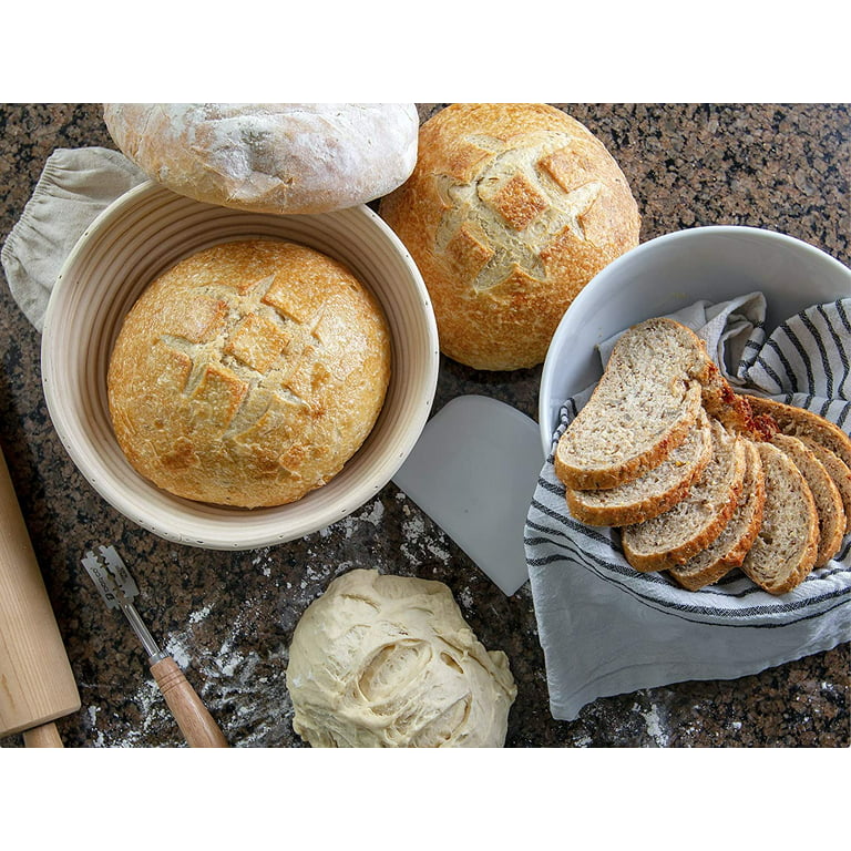 Sourdough Bread Proofing Baskets - New with Sourdough Starter Kit -  Banneton Bread Proofing Basket -Complete Sourdough Bread Baking Supplies  Set of 22
