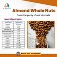 thumbnail image 2 of Al Hossain Natural Whole Almonds 8.8oz (250g) – Raw, Premium Guatemalan / Imported Almond Nuts, Gluten-Free, High Protein & Healthy Snacks, 2 of 5
