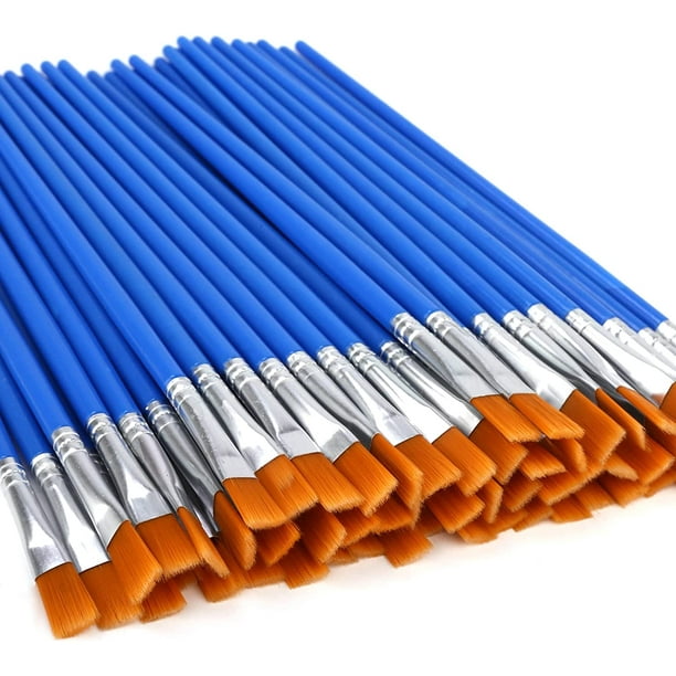 60 Pcs Flat Paint Brushes, Mini Paint Brush Bulk, Small Tiny Painting Brushes for Kids Classroom