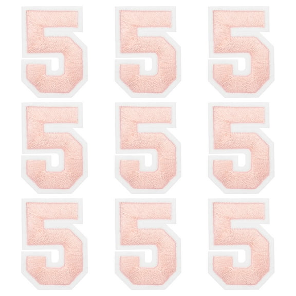 Uxcell Iron on Number Patches 2" Number 5 Embroidered Patch (Pink, Pack of 9)