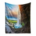 thumbnail image 1 of Iceland Soft Flannel Fleece Throw Blanket, Seljalandsfoss Waterfall During Sunset Scenery Cloudscape Wilderness, Cozy Plush for Indoor and Outdoor Use, 50" x 60", Multicolor, by Ambesonne, 1 of 6