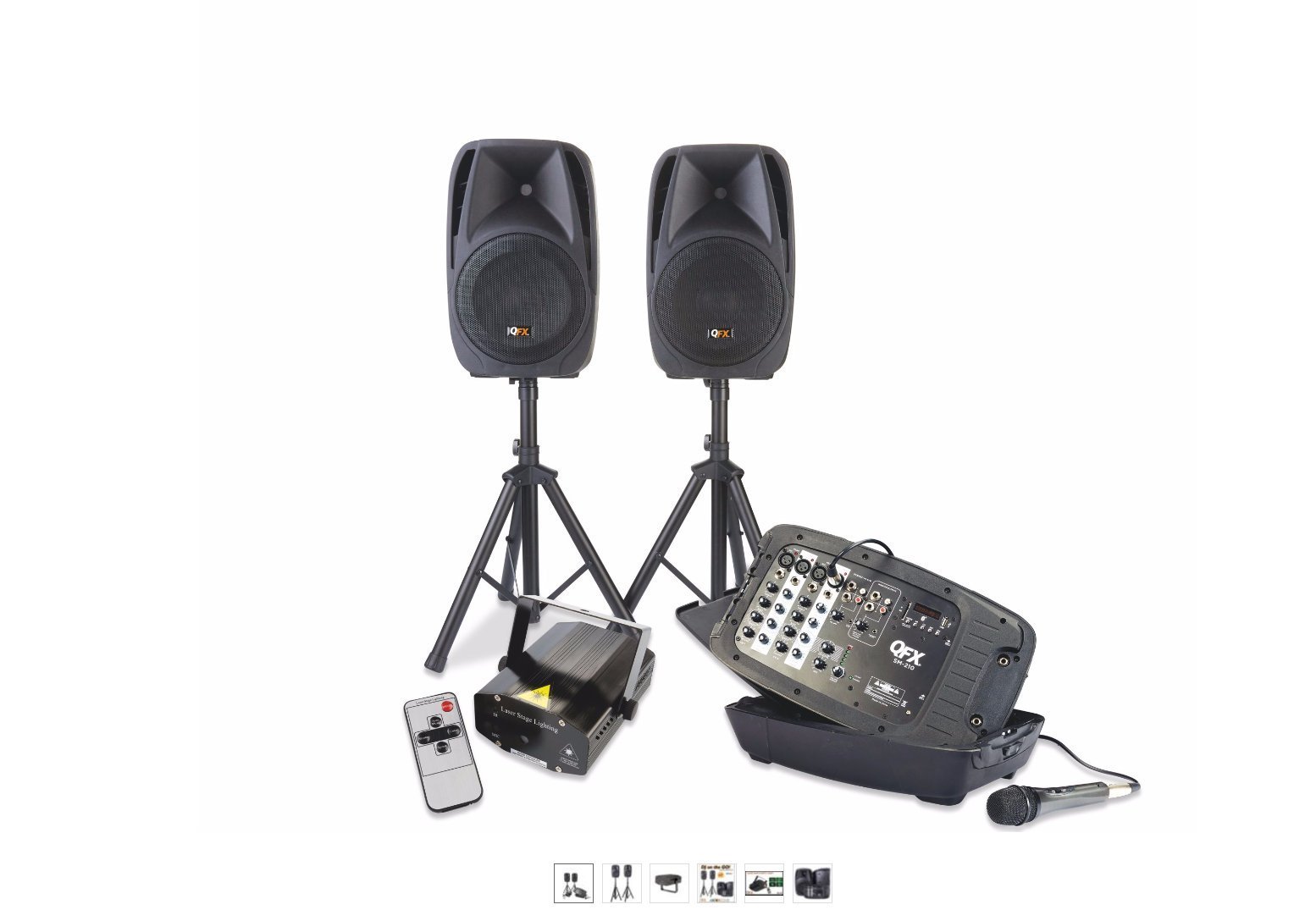 Qfx SM211 Dj Bluetooth Mixer Speakers Bundle