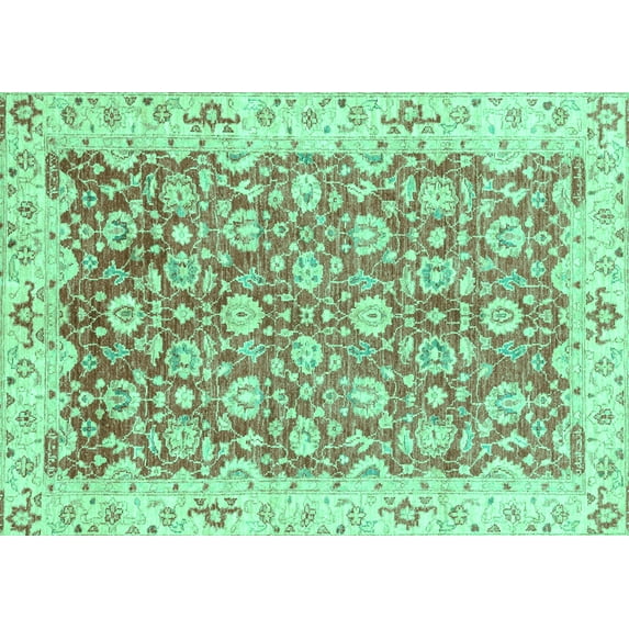 Ahgly Company Indoor Rectangle Oriental Turquoise Blue Modern Area Rugs, 3' x 5'