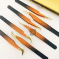 thumbnail image 2 of Juego de pinzas de doble tono con punta dorada, pinzas profesionales para pestañas con agarre de diamante de acero inoxidable sólido al por mayor, 2 of 3