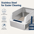 thumbnail image 4 of Rayocon Cat Litter Box Stainless Steel XL, Open Top with High Sides Lid for Big Cats, Light Gray, 4 of 7