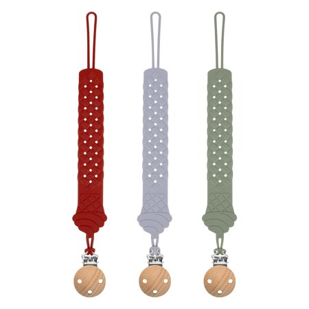 Syrinx Baby Pacifier Clip - 5 Pack Silicone Pacifier Holder Clip with Braided Styles - Binky Clip Gift(Red+Blue+Green)