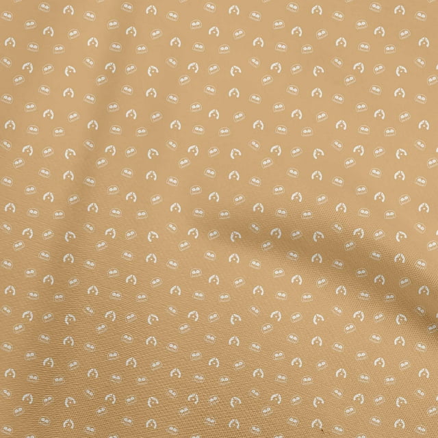 oneOone Rayon Gamboge Yellow Fabric Retro Dog Faces Sewing Craft Projects Fabric Prints By Yard 56 Inch Wide