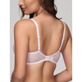 thumbnail image 3 of Wingslove Women's Sexy Sheer Lace Bra Underwire Unlined Plunge See Through Push Up Full Coverage Bra,light pink 36A, 3 of 5